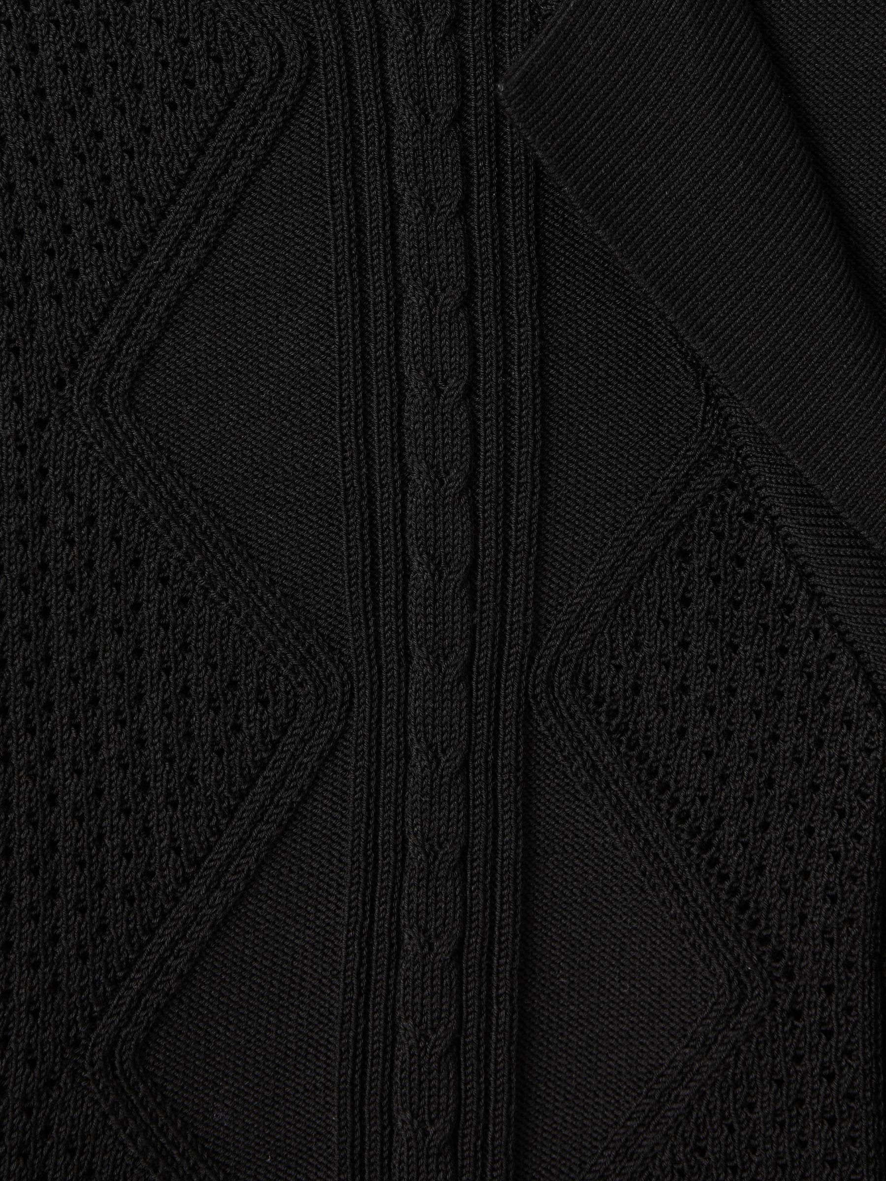 Cable Knit Cuban Collar Shirt in Black Product Image