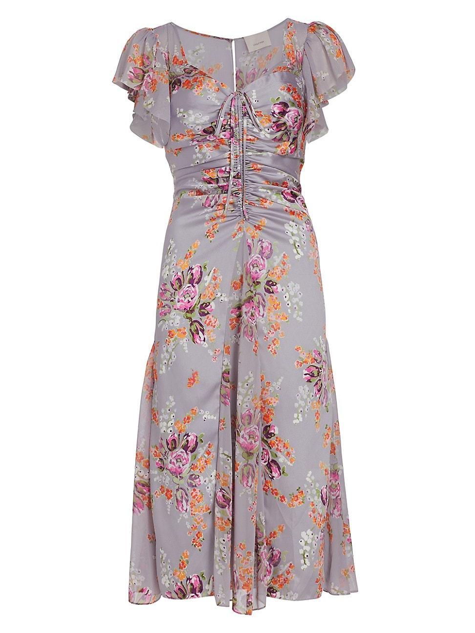 Womens Terrence Satin Floral Midi-Dress Product Image