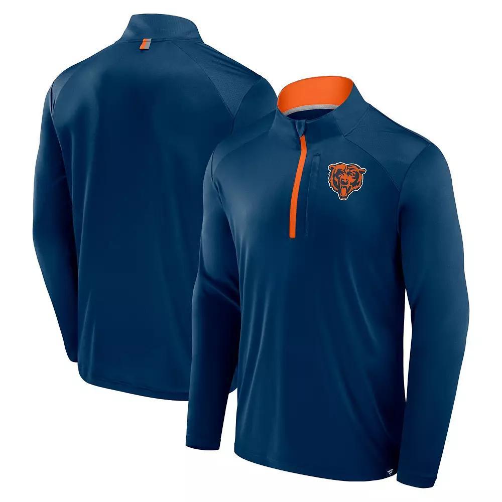 Men's Fanatics Navy Chicago Bears Defender Long Sleeve Quarter-Zip Jacket, Size: Small, Blue Product Image