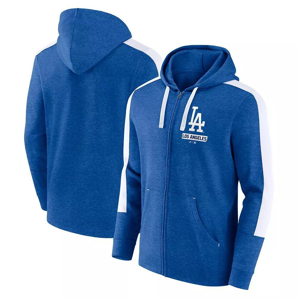Men's Fanatics Heather Royal Los Angeles Dodgers Gains Fleece Full-Zip Hoodie, Size: Small, Blue Product Image