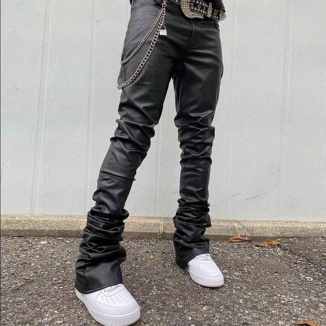 Essentials Street Leather Skinny Flare Stacked Pants Product Image