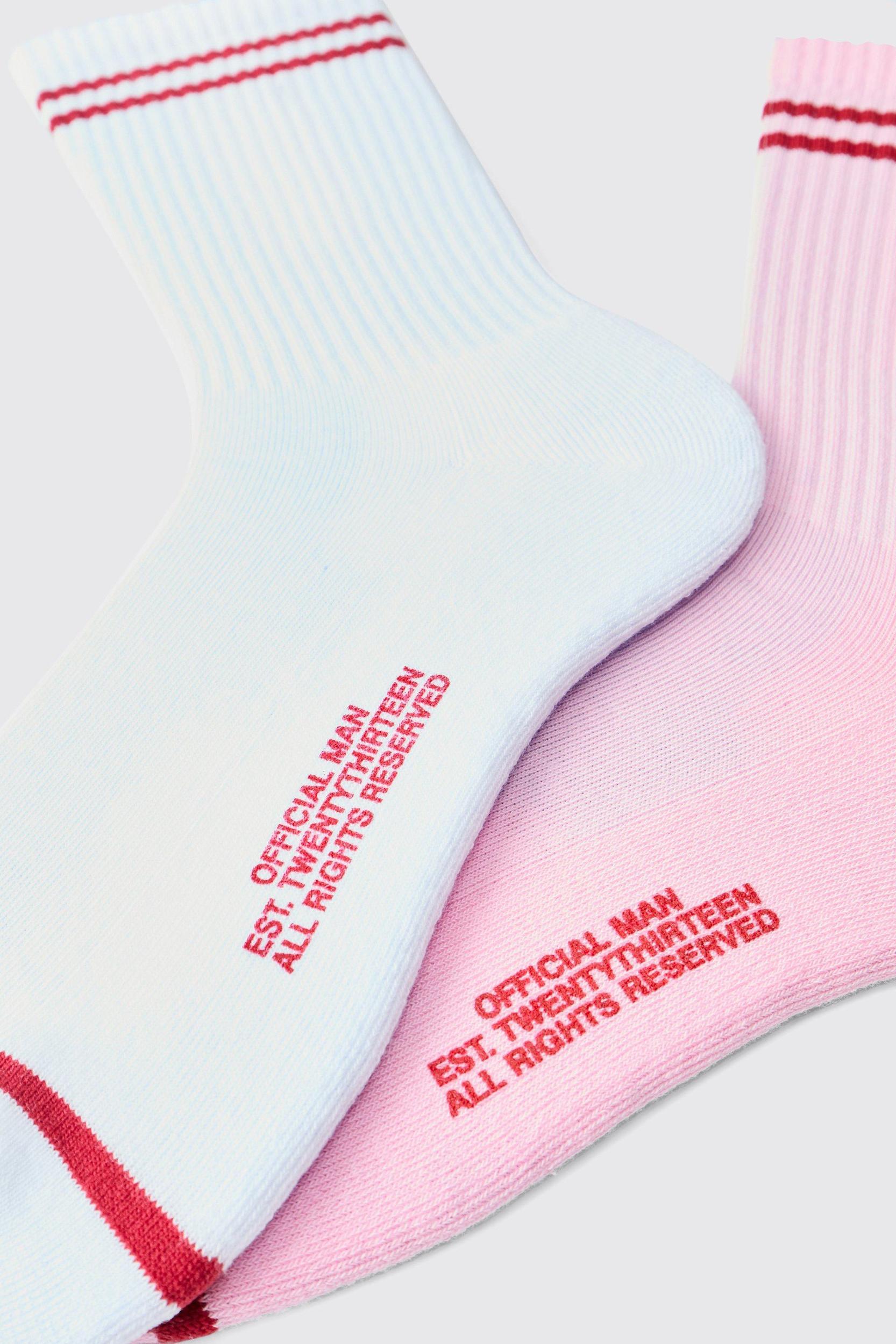 2 Pack Official MAN Highbuild Print Stripe Sport Sock | boohooMAN USA Product Image
