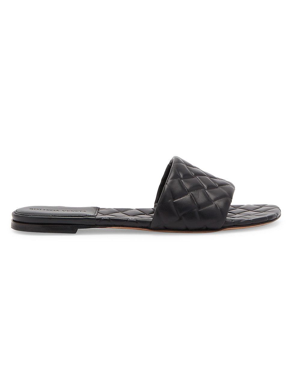 Quilted Leather Flat Slide Sandals Product Image
