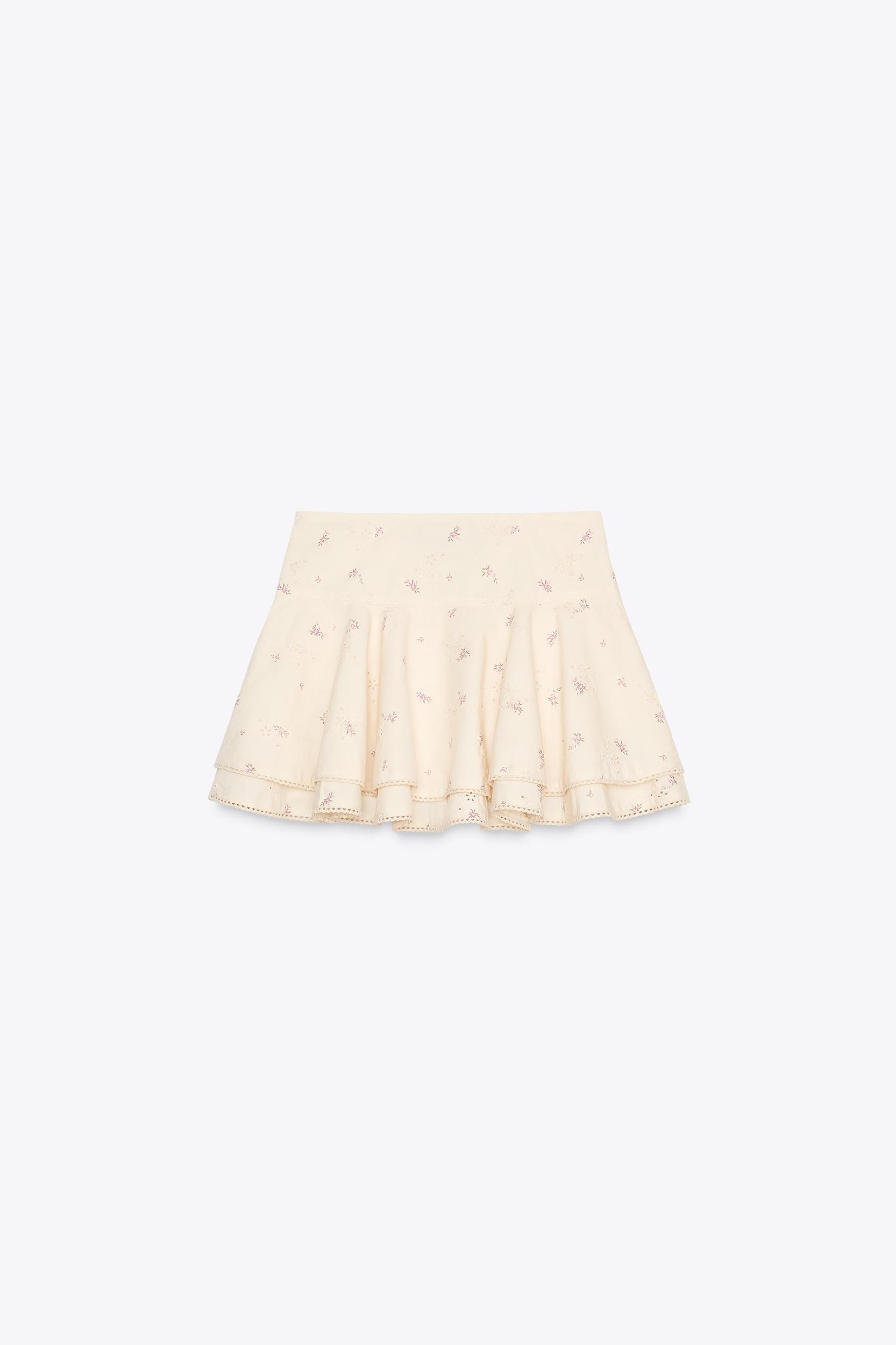 EMBROIDERED FLORAL MINI SKIRT Product Image