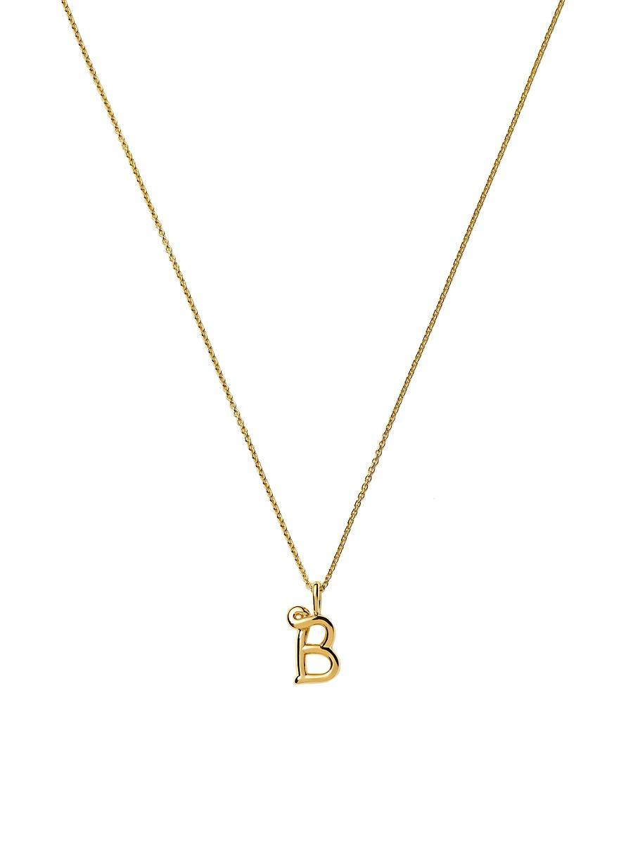 Womens 18K-Yellow-Gold Vermeil Curly Molten Mini Initial Pendant Necklace Product Image