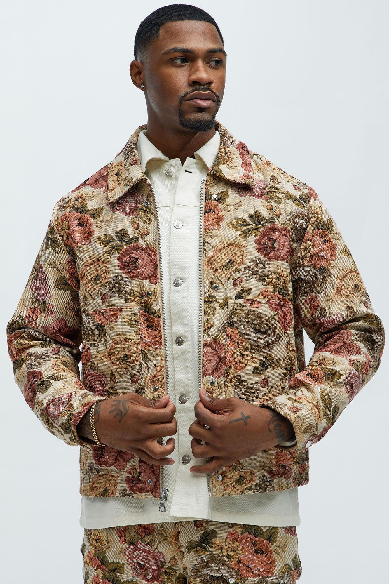 Bellevue Floral Tapestry Work Jacket - Taupe/combo Product Image