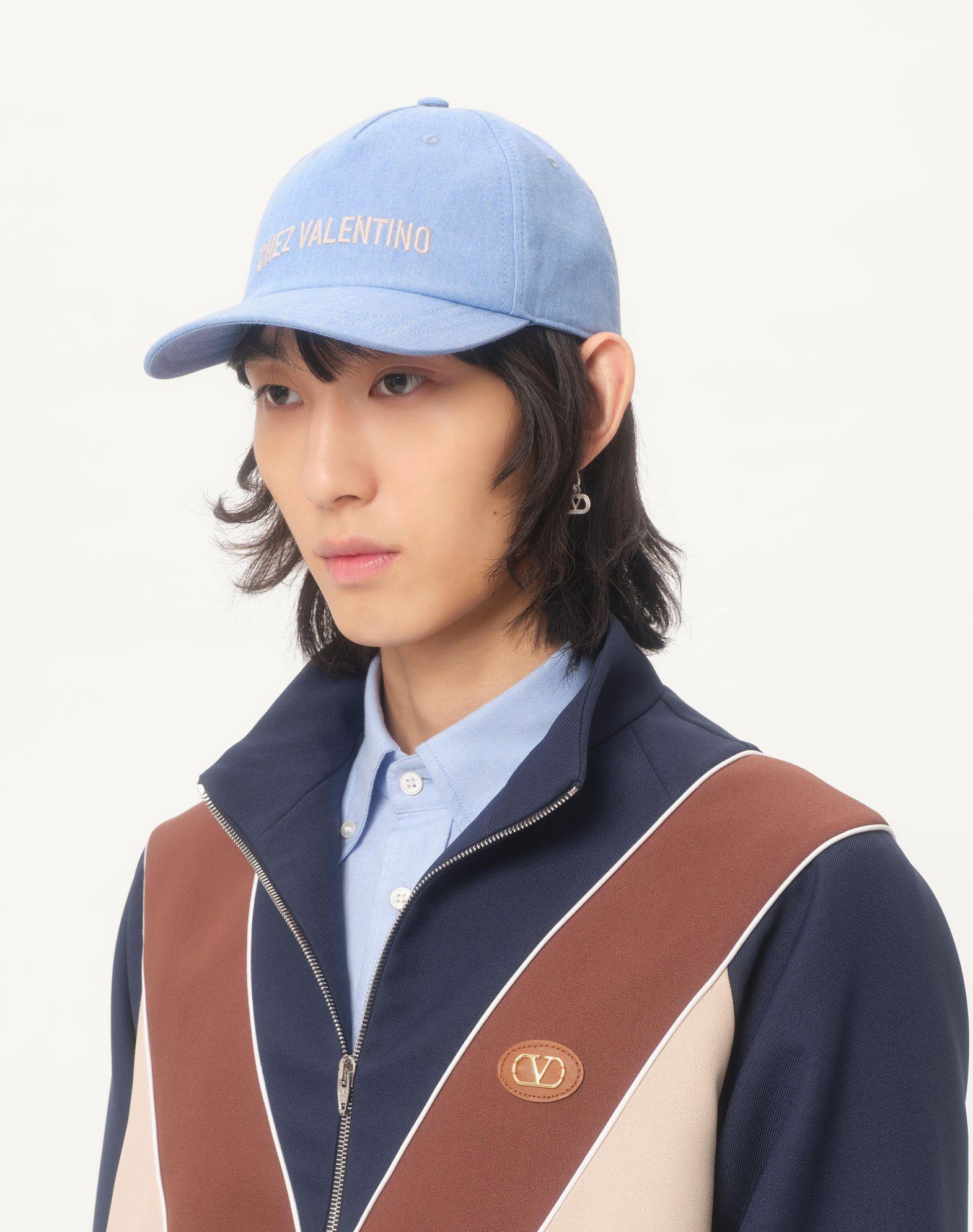 Chez Valentino Denim Baseball Cap With Embroidery Product Image