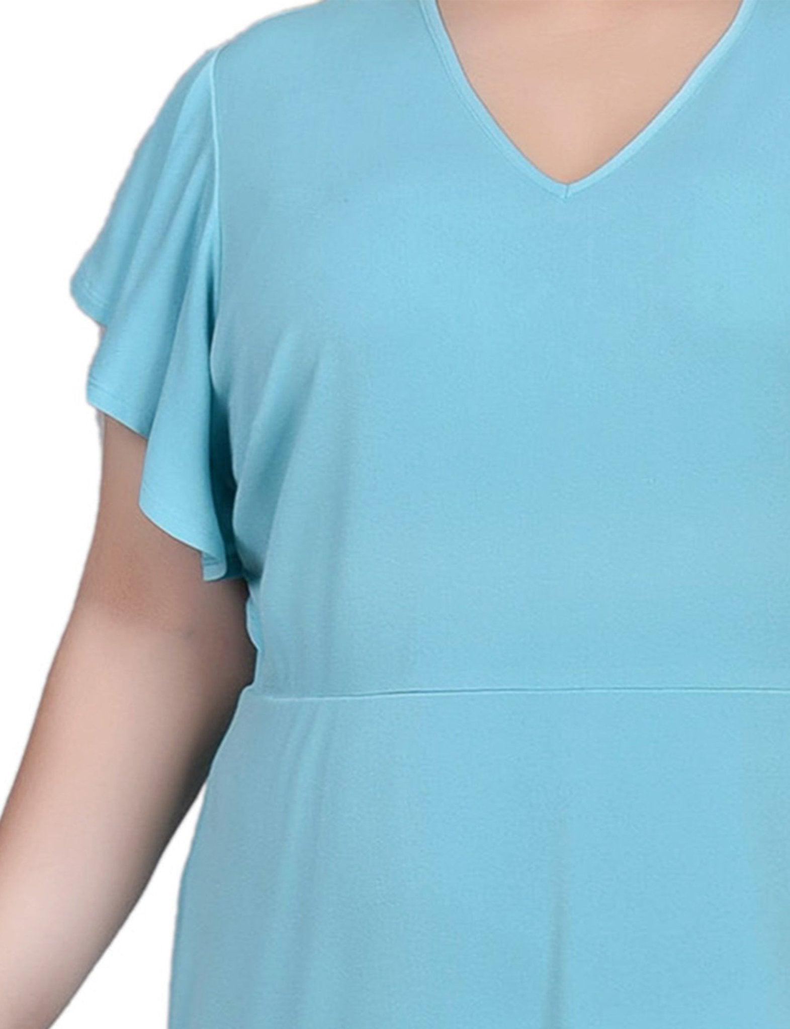 Jade Flutter Sleeve Dress With Flounced Hem - Plus Product Image