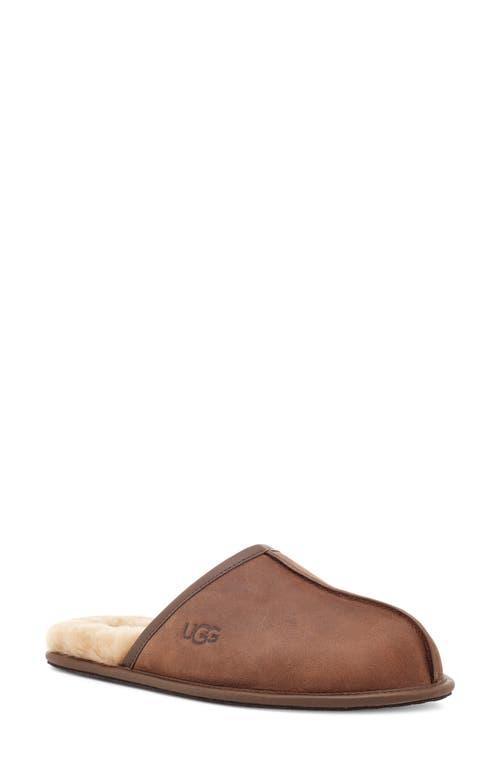 Mens Scuff Leather Mule Slippers w/ Wool Lining Product Image