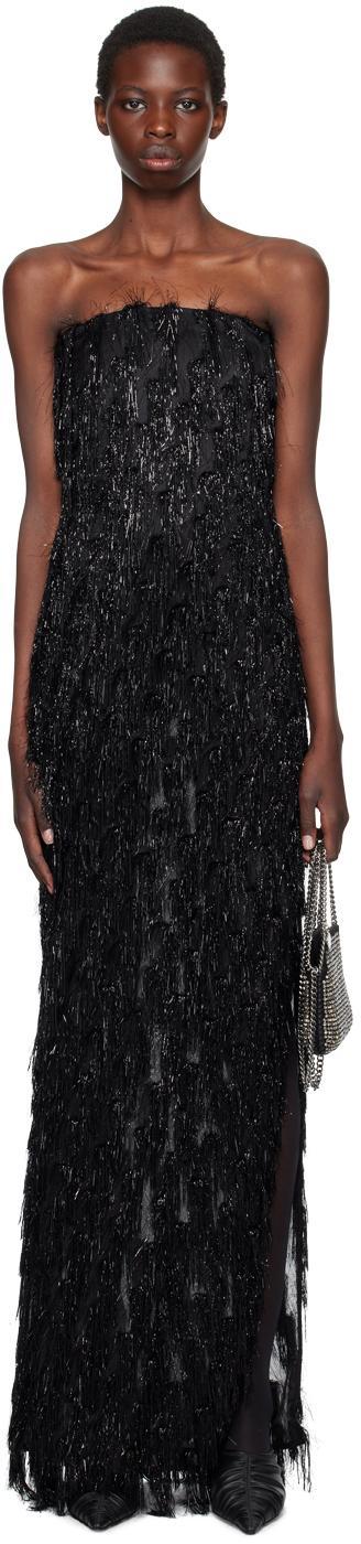 STELLA MCCARTNEY Black Tinsel Bustier Maxi Dress In 1000 Black Product Image