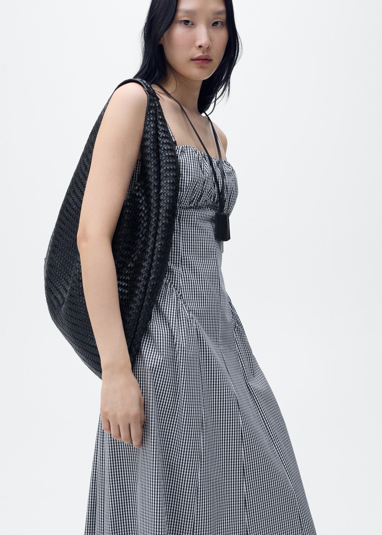 Gingham check midi dress - Women | MANGO USA Product Image