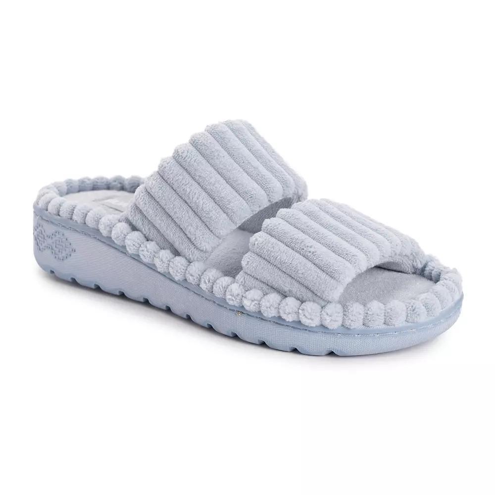 MUK LUKS Cloud Ribbed Terry Womens Double Strap Slide Slippers Pink Product Image