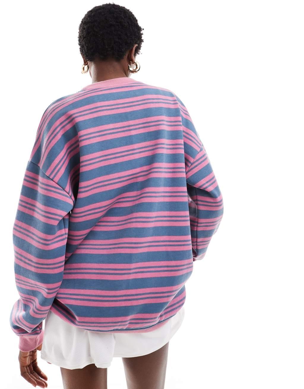 Daisy Street oversized sweatshirt in stripe with baseball graphic Product Image
