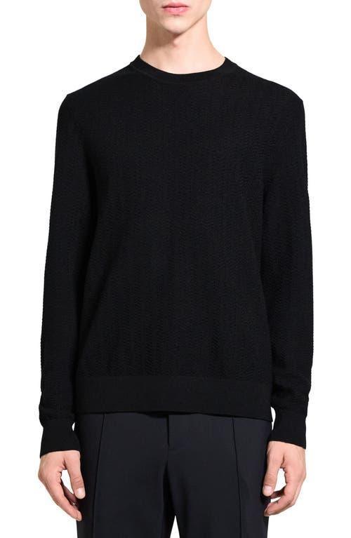 Theory Long Sleeve Crewneck Herringbone Knit Sweater Product Image