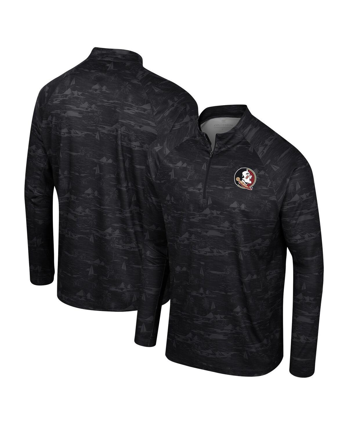 Men's Colosseum Black Florida State Seminoles Carson Raglan Quarter-Zip Jacket, Size: Large Product Image