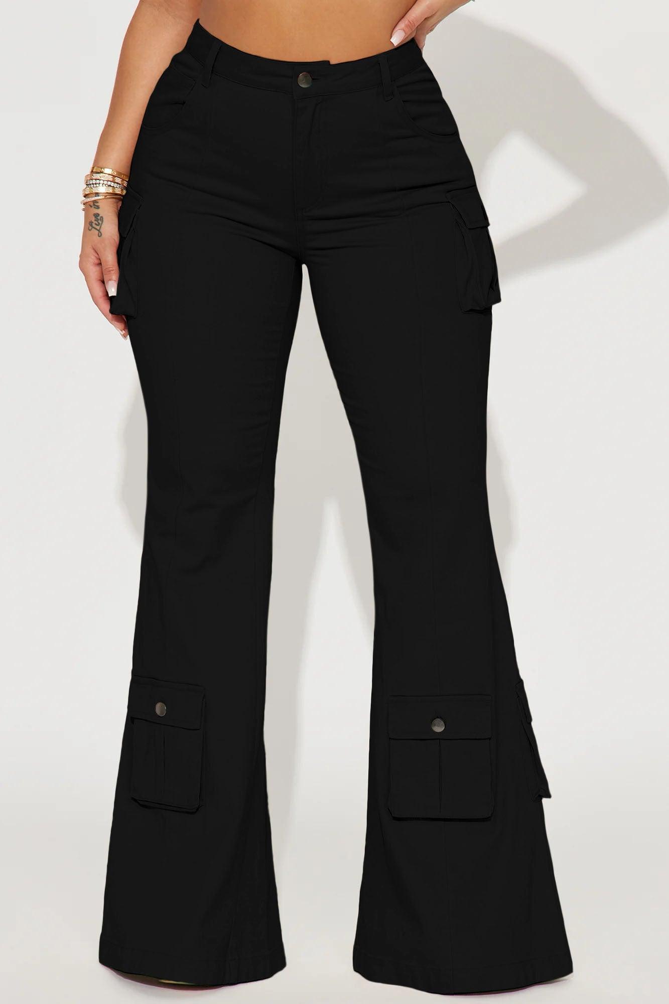 Let Them Know Cargo Flare Pant - Black Product Image