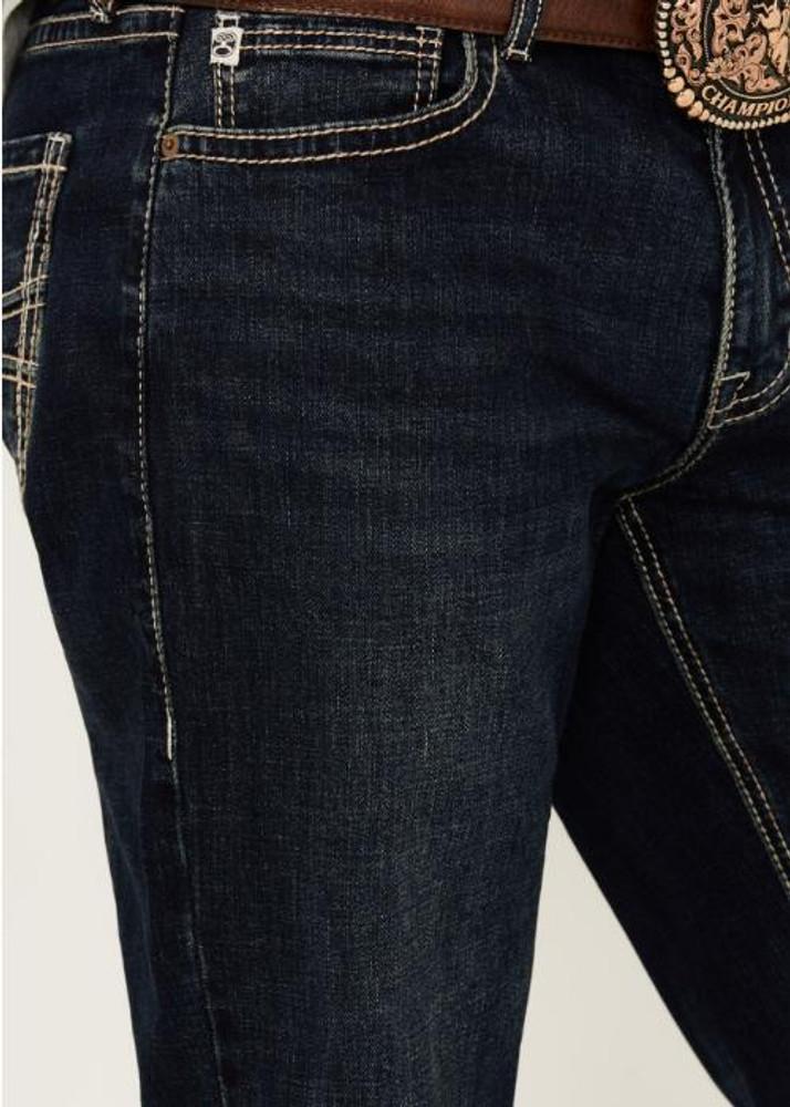 SALE Rock & Roll Denim Hooey® Men's Double Barrel Dark Reflex Stretch Boot Cut Jeans Product Image