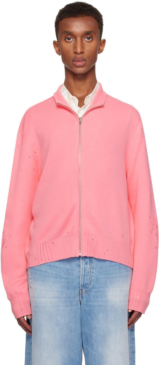 ACNE STUDIOS Distressed Wool-blend Cardigan In 415 Pink Product Image