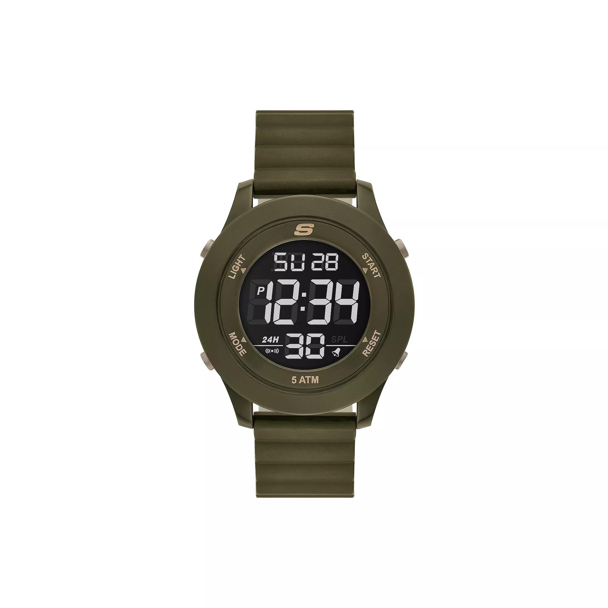 Skechers® Men's Slip Ins Magnetic Strap Digital Watch, Size: Large, Olive Green Product Image
