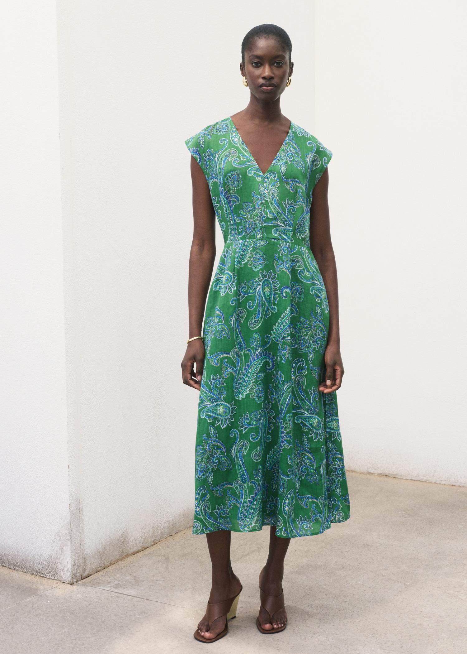 Ramie paisley dress - Women | MANGO USA Product Image