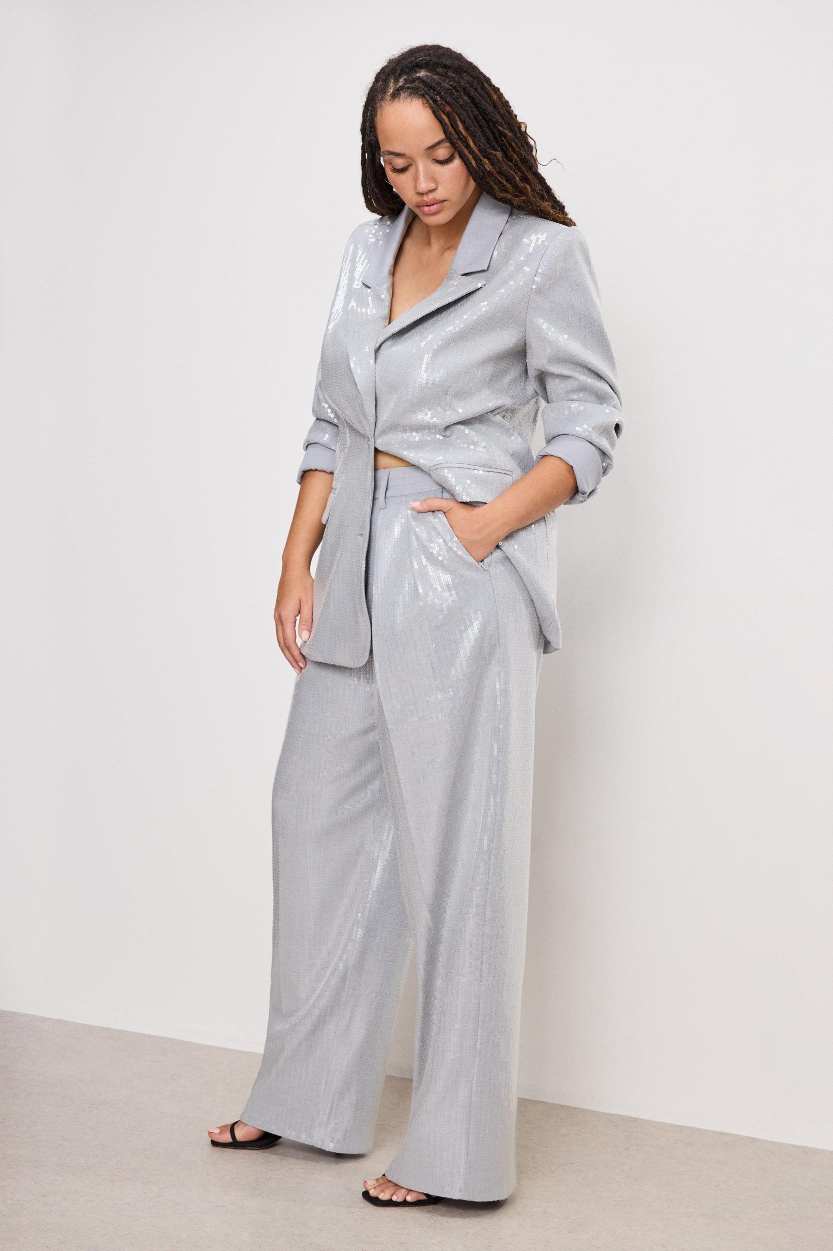 GOOD '90s SEQUIN TROUSERS | HEATHER GREY001 Product Image