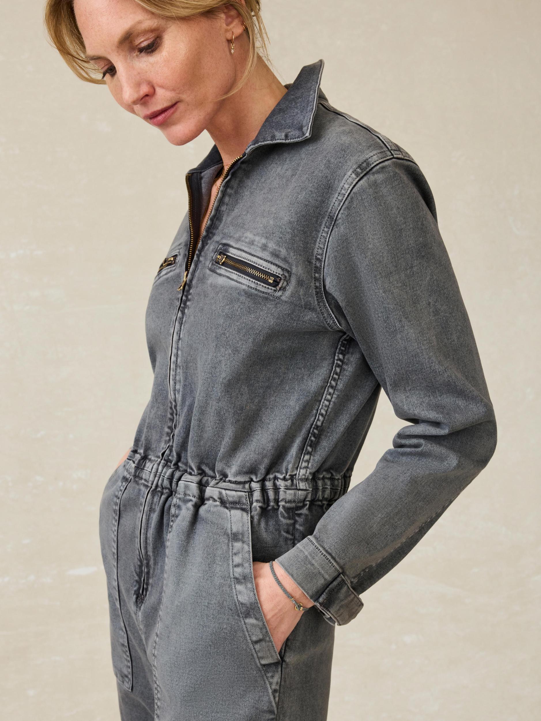 Sunwashed Denim Jumpsuit - Washed Black Female Product Image