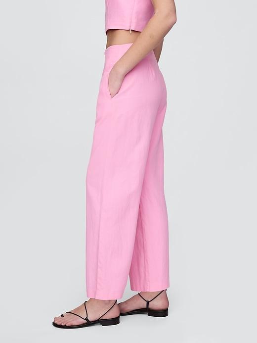 Linen-Blend Relaxed Straight Ankle Pants Product Image