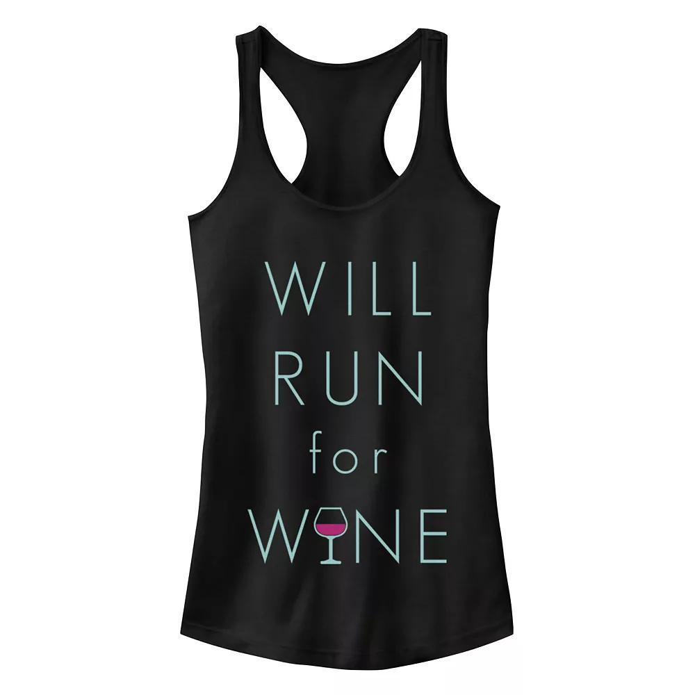 Women's Chin-Up Run For Wine Racerback Tank Top, Girl's, Size: XL, Black Product Image