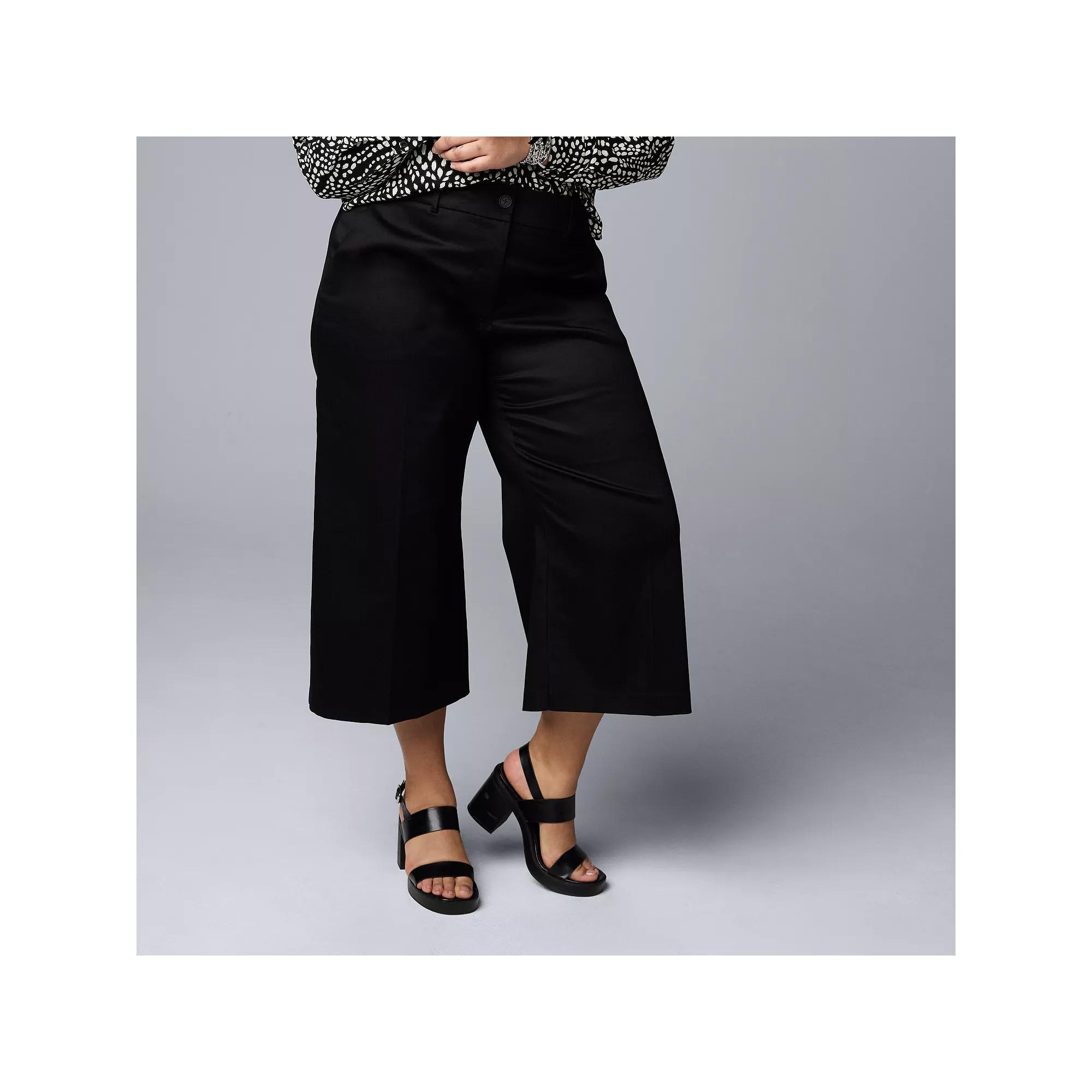 Plus Size Simply Vera Vera Wang High Rise Shaping Capri Pants, Women's, Size: 2XL, Black Product Image