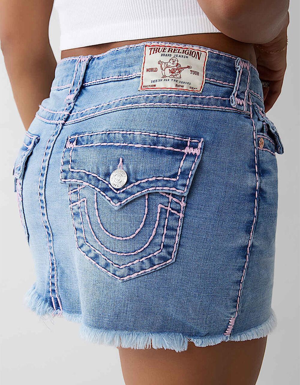 TRUE RELIGION Sadie Super T Womens Mini Skirt - LIGHT WASH Product Image