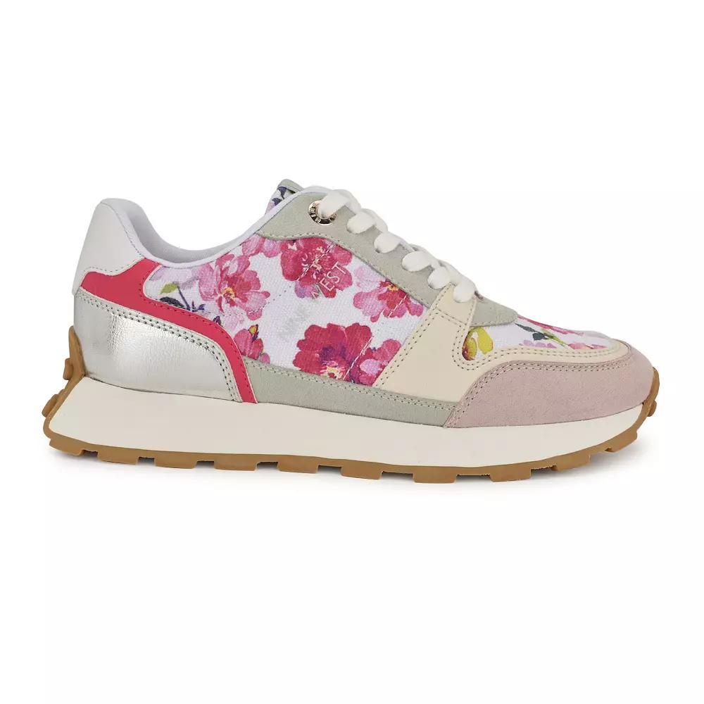 Nine West Kalah Casual Lace-Up Round Toe Sneakers, Women's, Size: 9.5, Pink Floral Team Product Image