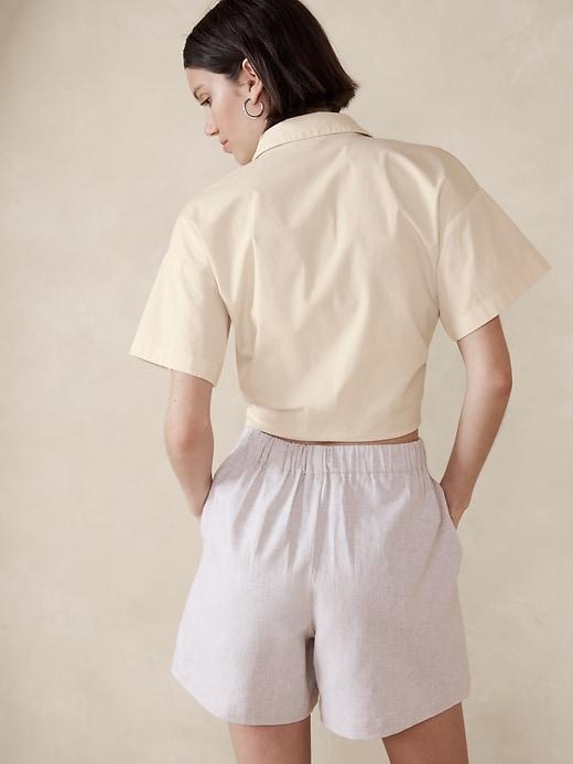 Poplin Tie-Front Cropped Shirt Product Image
