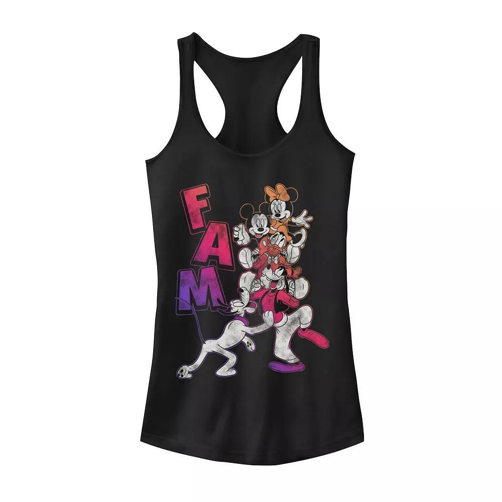 Disney's Mickey Mouse Fam Gradient Portrait Juniors' Racerback Graphic Tank Top, Girl's, Size: Medium, Black Product Image