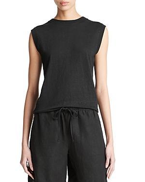 VINCE Linen Muscle Tee In Black Product Image