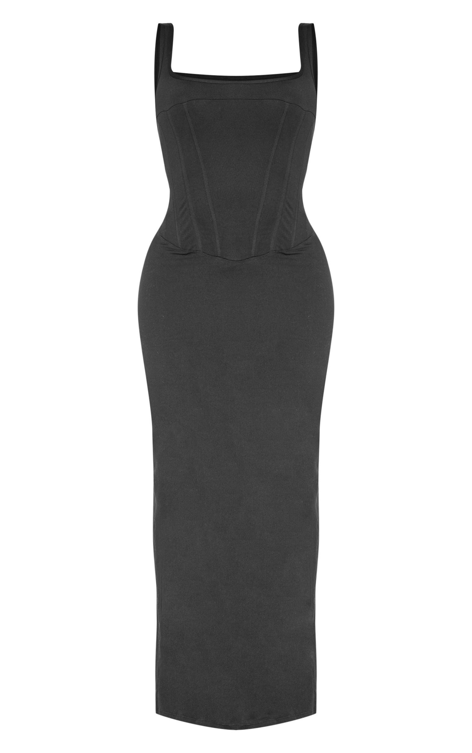 Shape Black Sculpt Square Neck Corseted Maxi Dress. Product Image