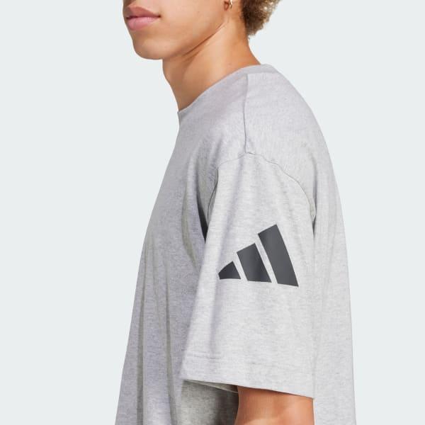 adidas Essentials Loose Fit 3 Bar Logo Tee White M Mens Product Image