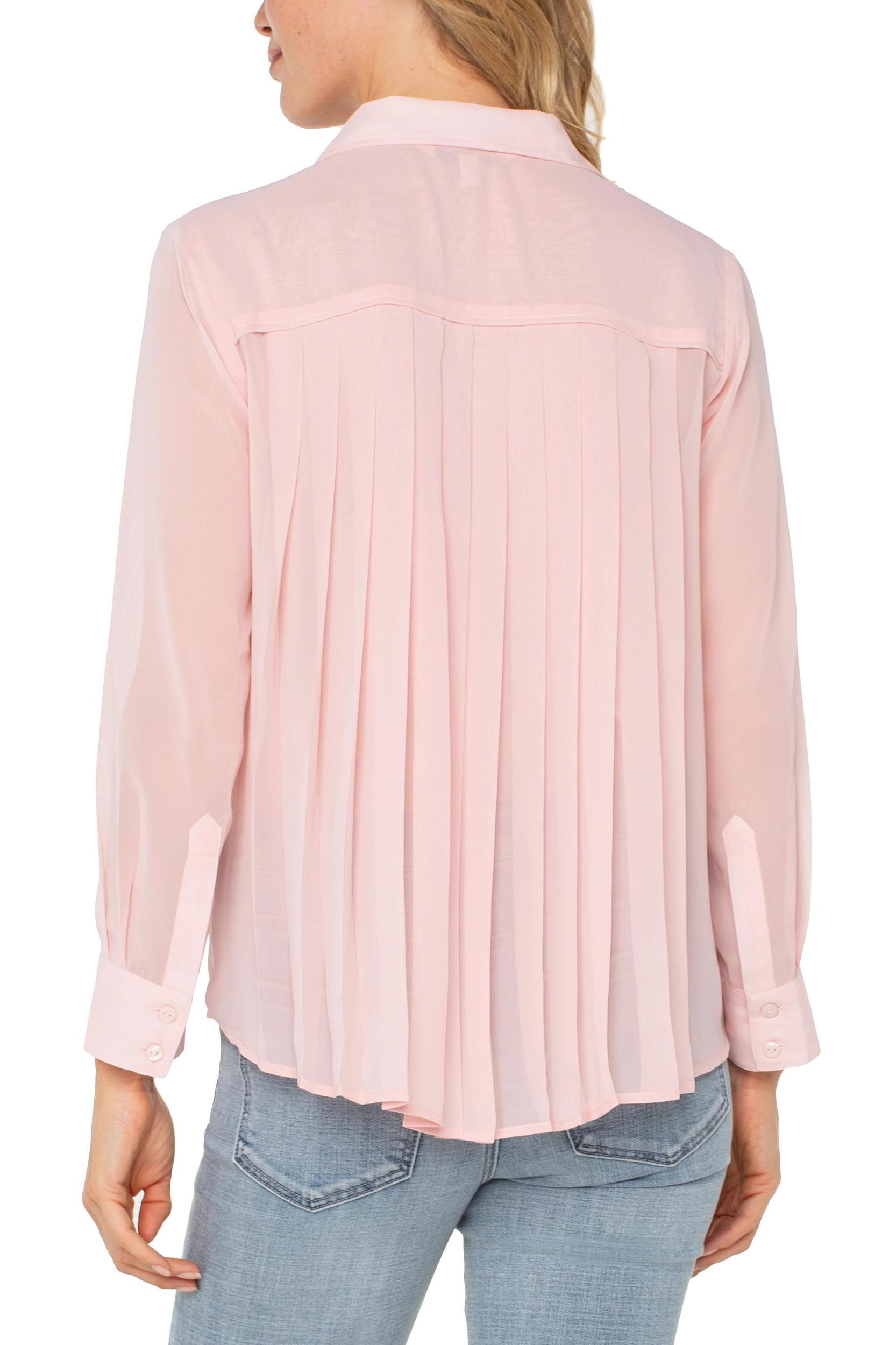 Long Sleeve Woven shirt with pleat back detail Product Image