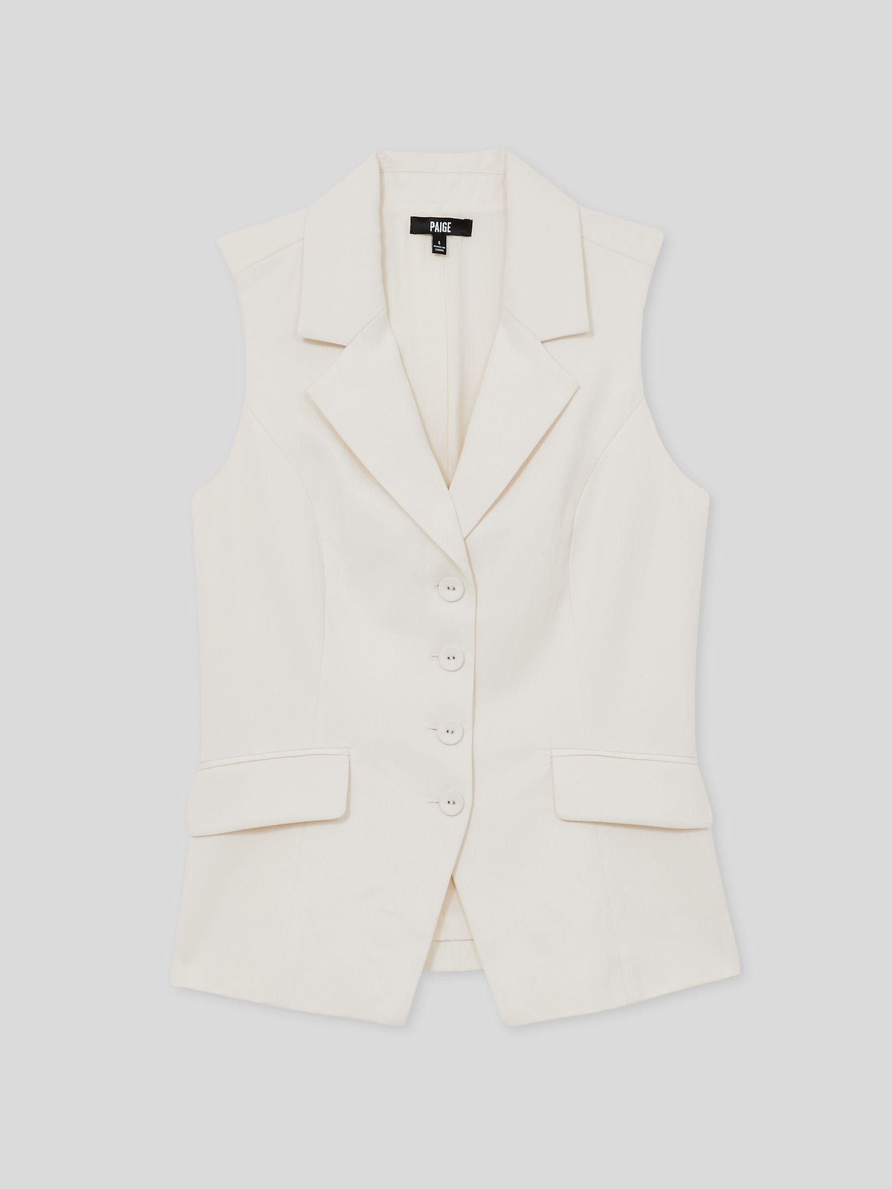 Paige Lyocell Cotton Tailored Waistcoat in Ivory Product Image