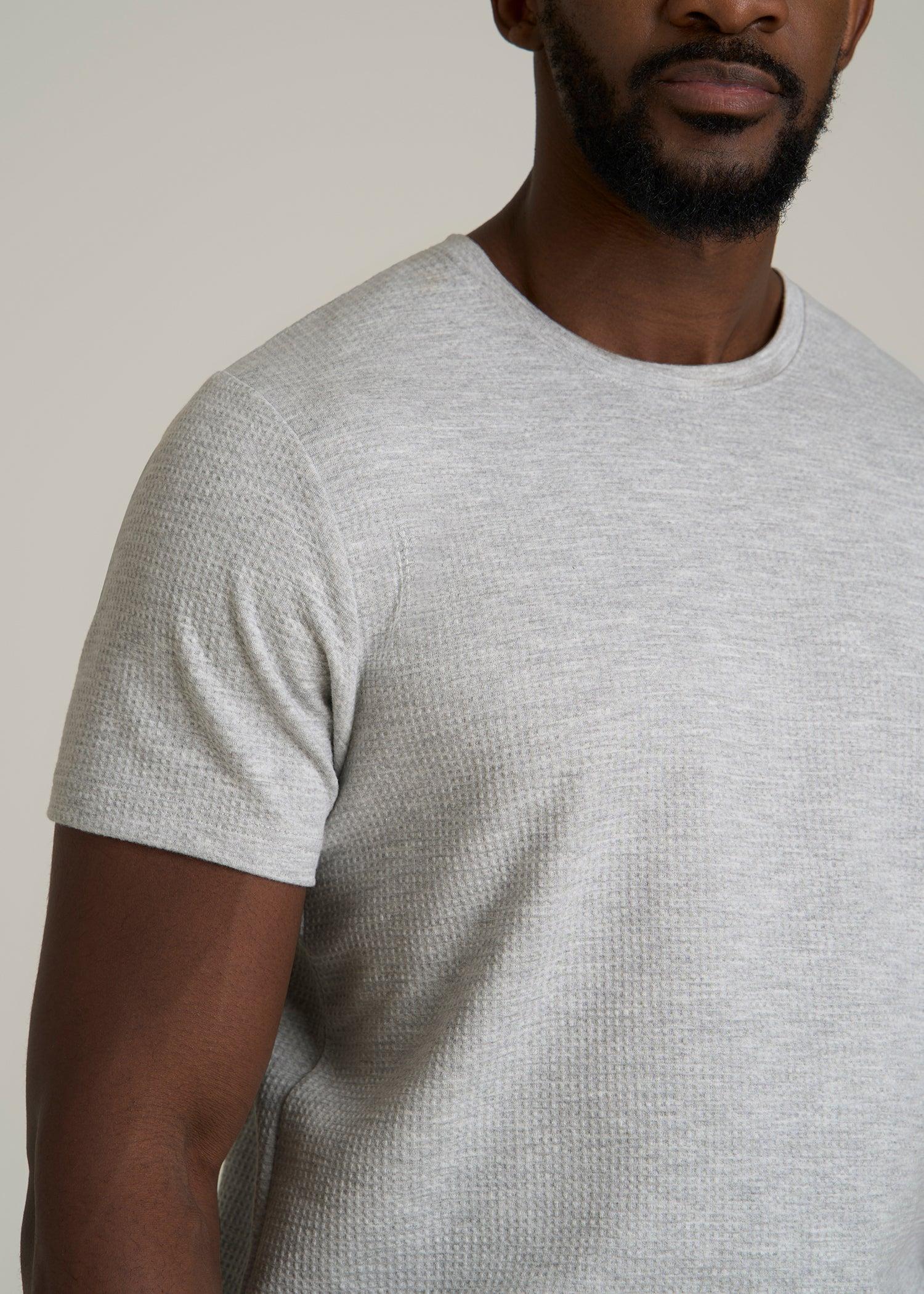 Cloud Knit Waffle Short Sleeve Tee for Tall Men in Light Heather Grey Product Image