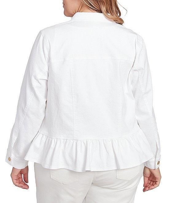 Ruby Rd. Plus Size Point Collar Long Sleeve Button Front Denim Jacket Product Image