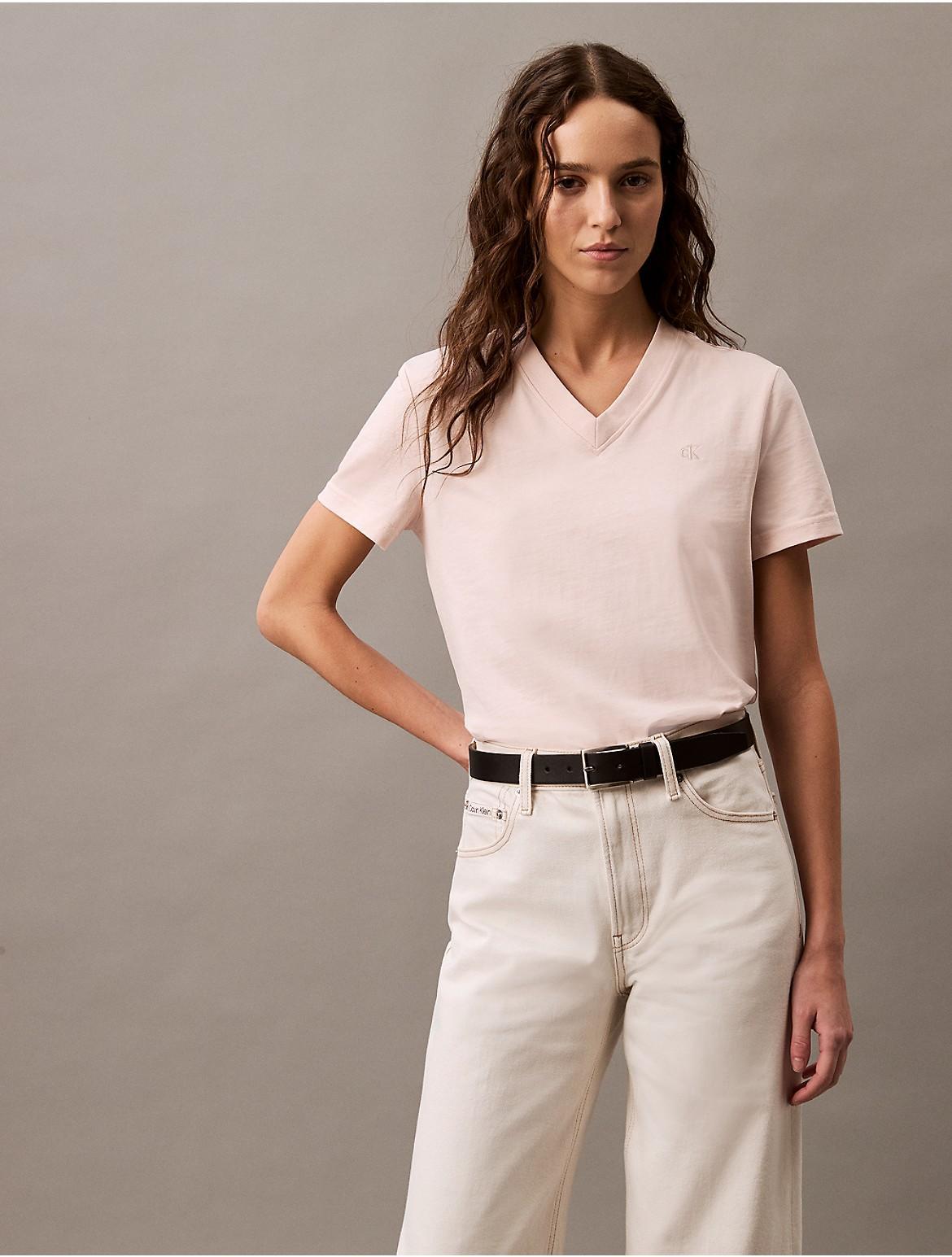 Calvin Klein Women's Archive Logo V-Neck T-Shirt - Neutral - XS Product Image
