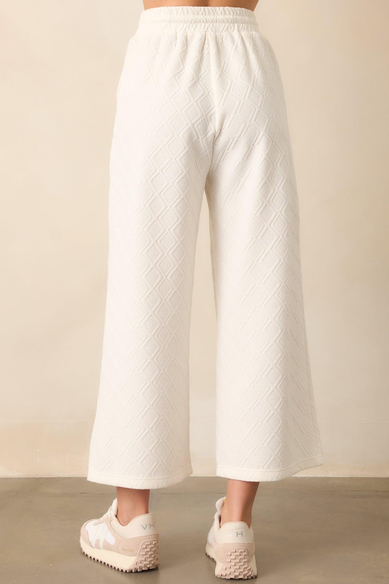 Stay Active Ivory Textured Drawstring Pants Product Image