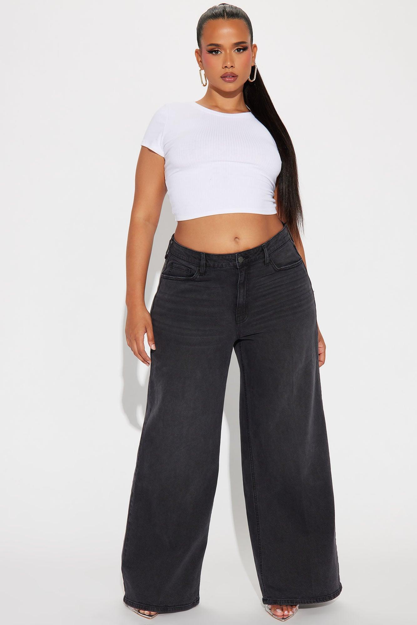 Time Well Spent Stretch Wide Leg Jeans - Black Wash Product Image