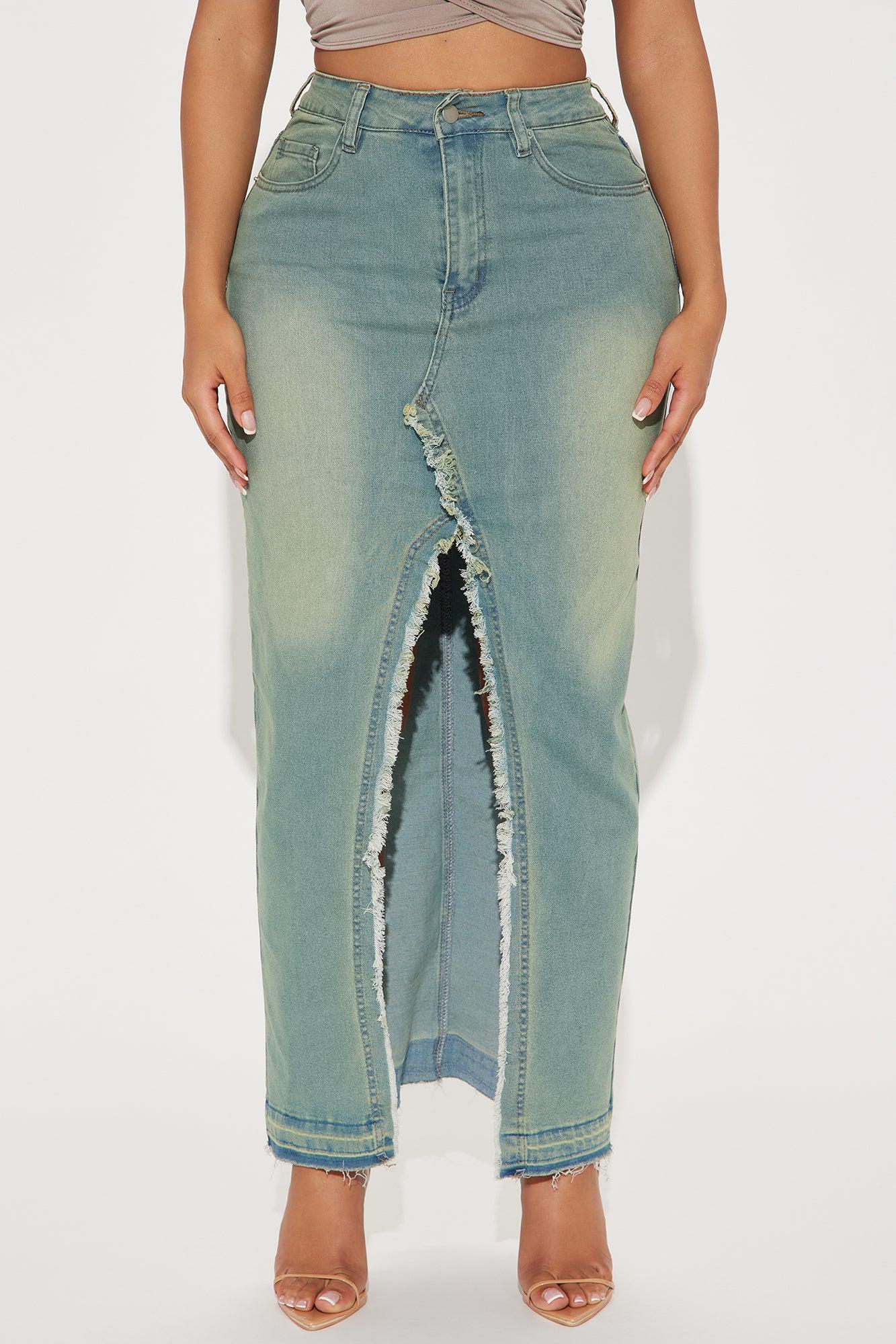 New Standard Tinted Denim Maxi Skirt - Medium Wash Product Image