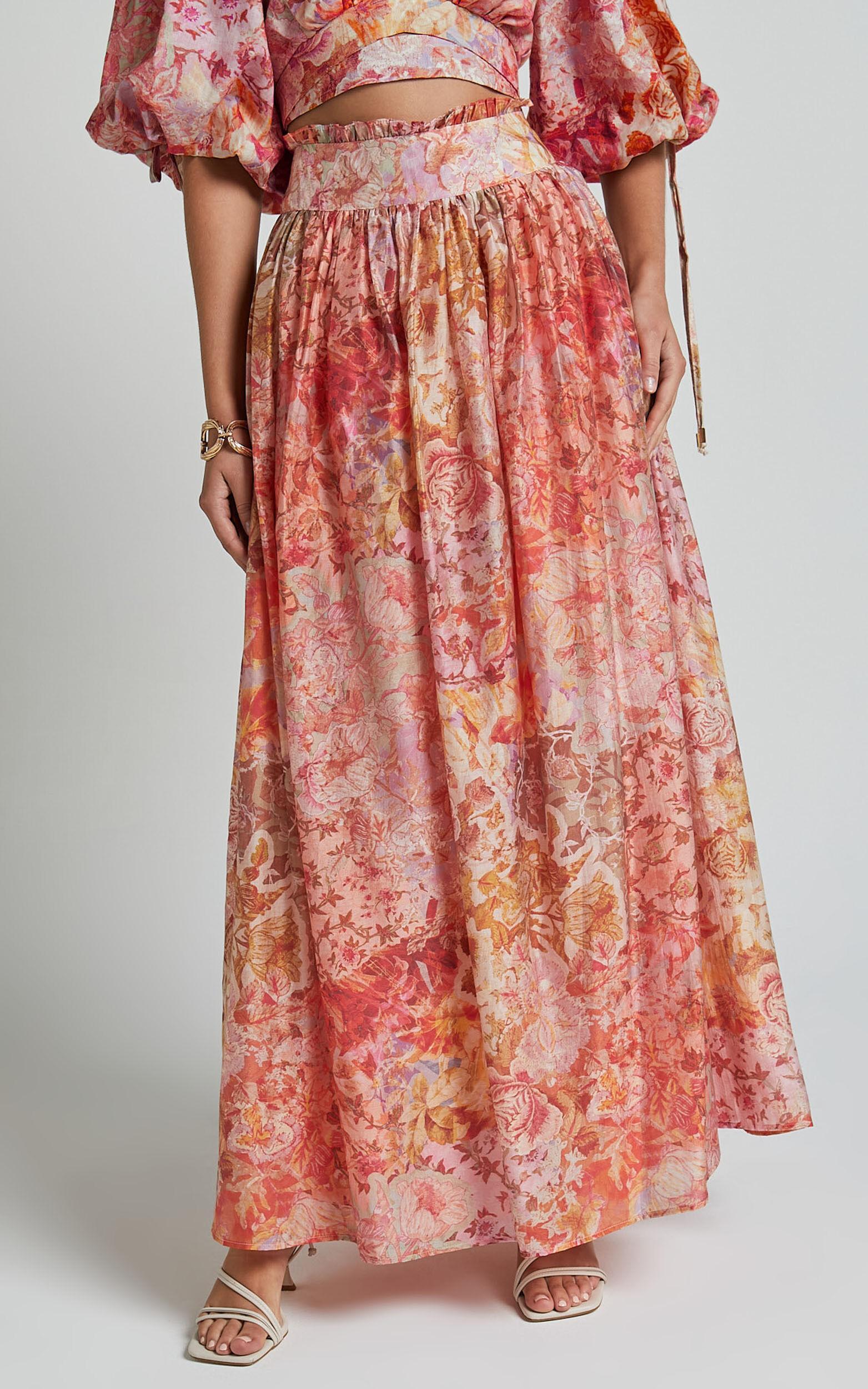 Amalie The Label - Valentina Paper Bag Gathered Waist Maxi Skirt in Morocco Print Product Image