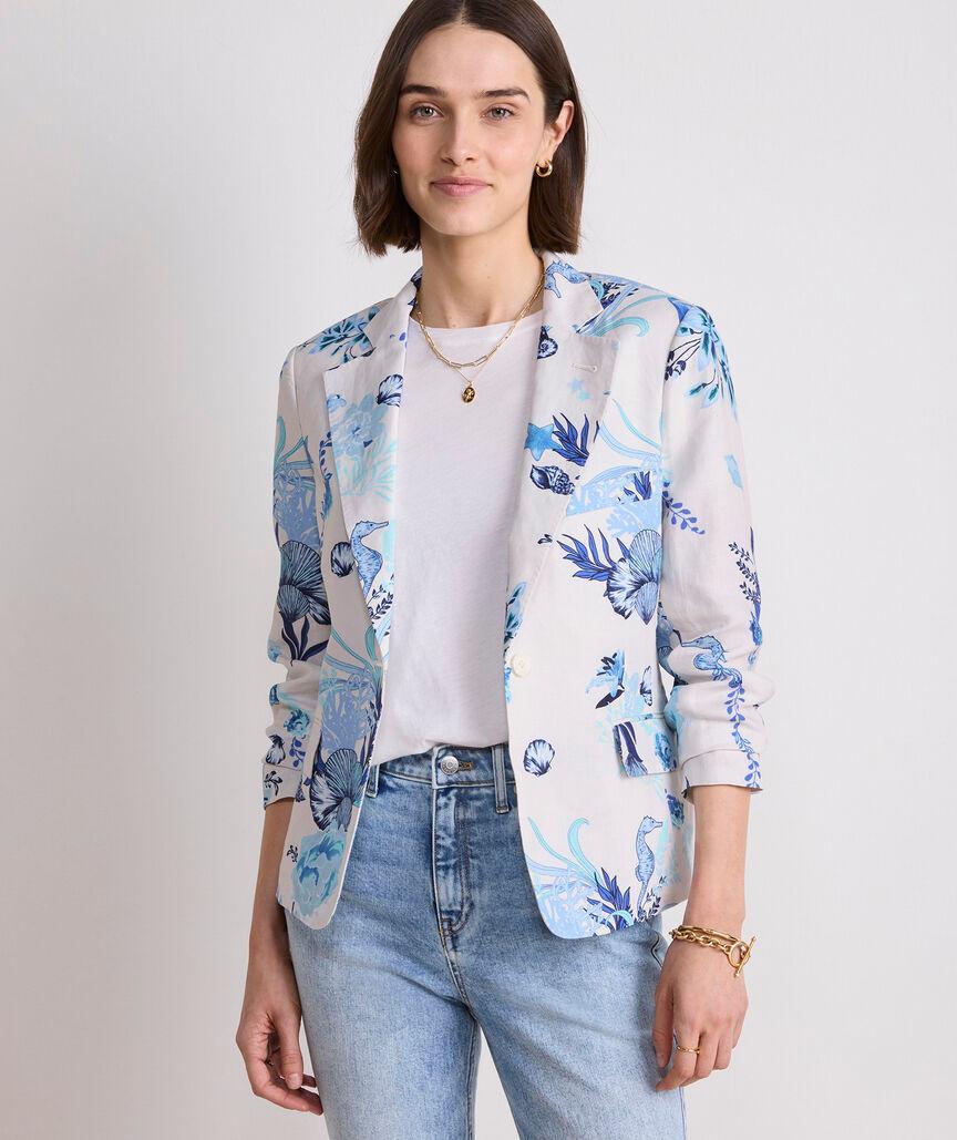 Printed Linen Blazer Product Image
