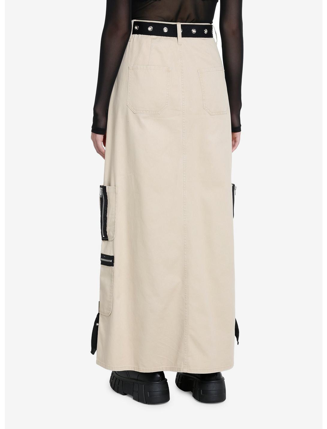 Social Collision Khaki Cargo Maxi Skirt Product Image