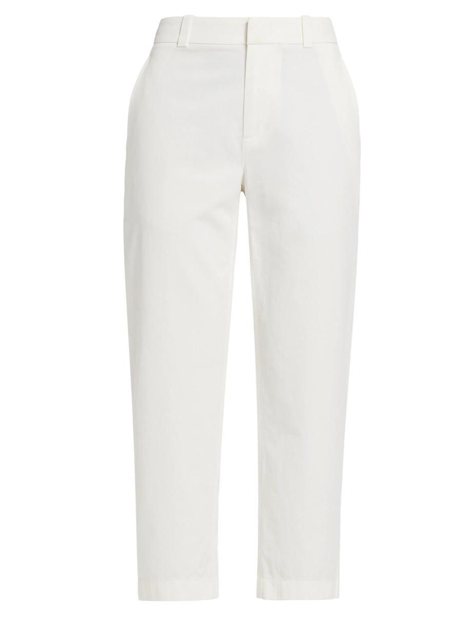 Mid-Rise Washed Cotton Cropped Pants Product Image