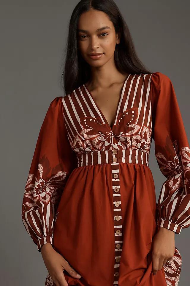 Farm Rio x Anthropologie Long-Sleeve V-Neck Midi Dress Product Image