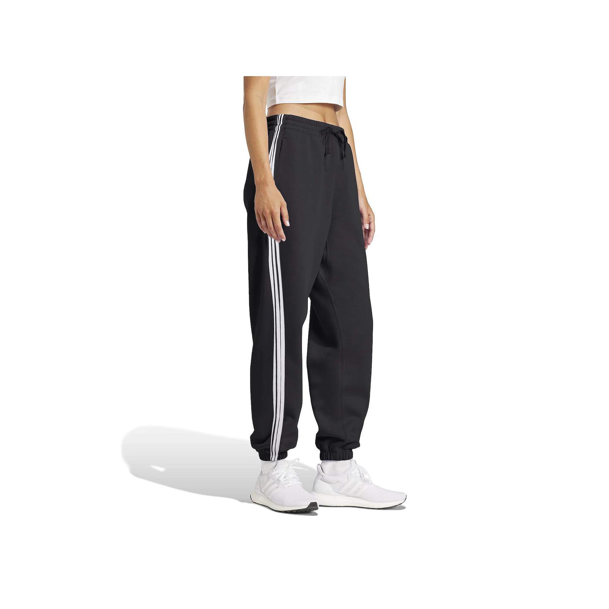 Women's adidas Essentials 3-Stripes French Terry Cuffed Sportswear Pants, Size: Small, Clear Pink White Product Image